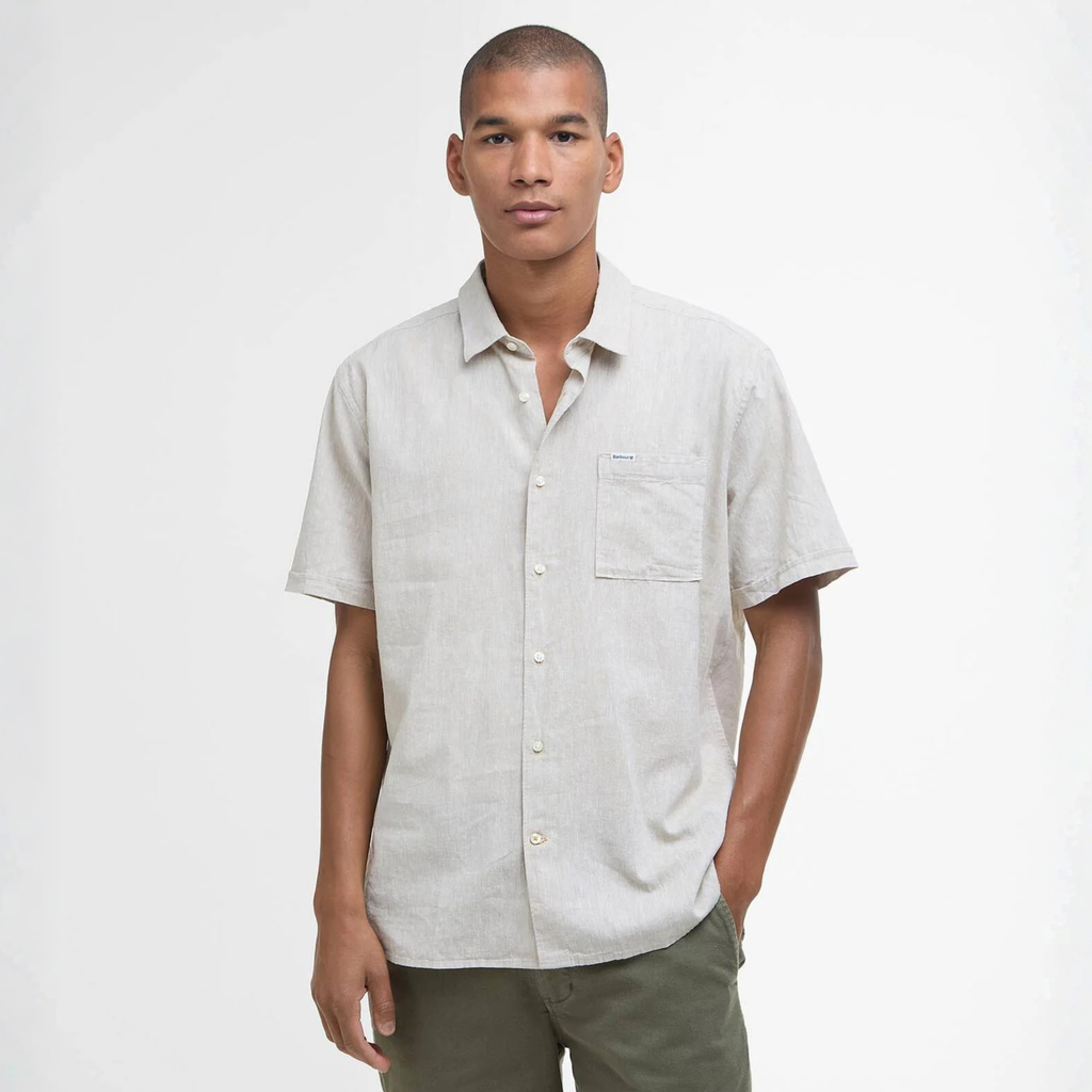 Barbour Mens Nelson Short Sleeved Summer Fit Shirt - Stone