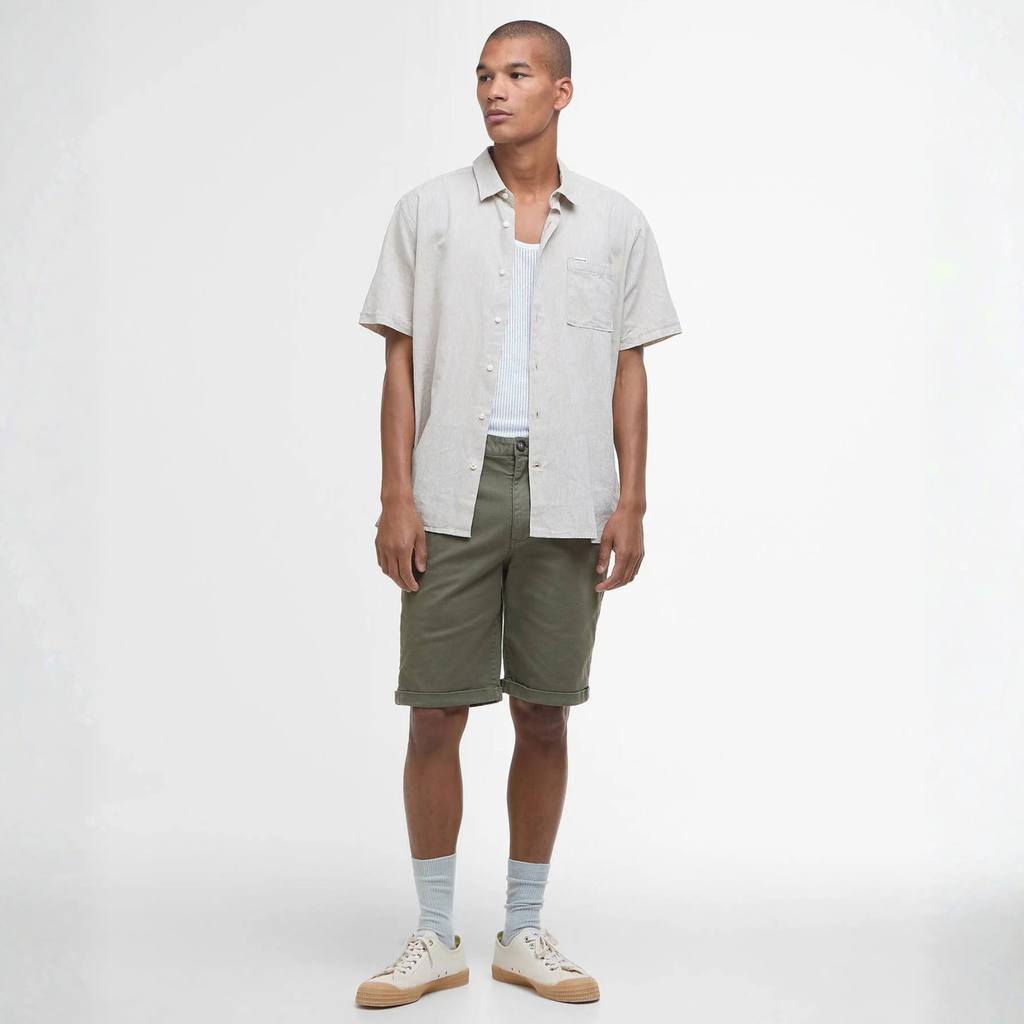 Barbour Mens Nelson Short Sleeved Summer Fit Shirt - Stone