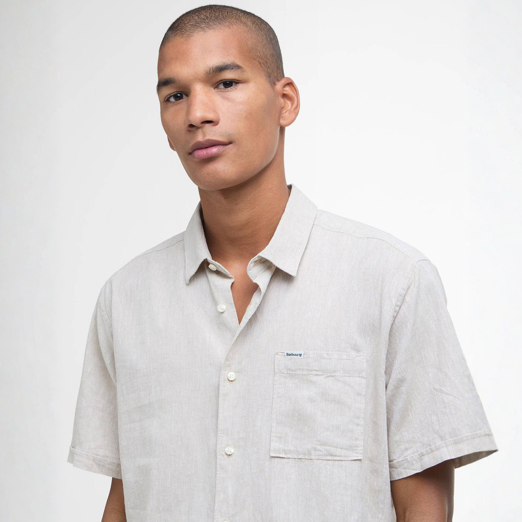 Barbour Mens Nelson Short Sleeved Summer Fit Shirt - Stone