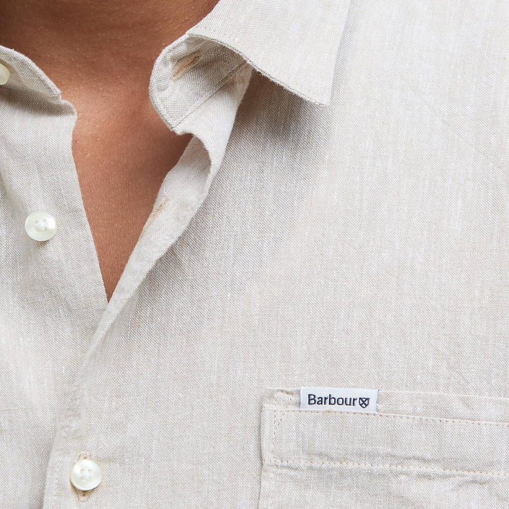 Barbour Mens Nelson Short Sleeved Summer Fit Shirt - Stone