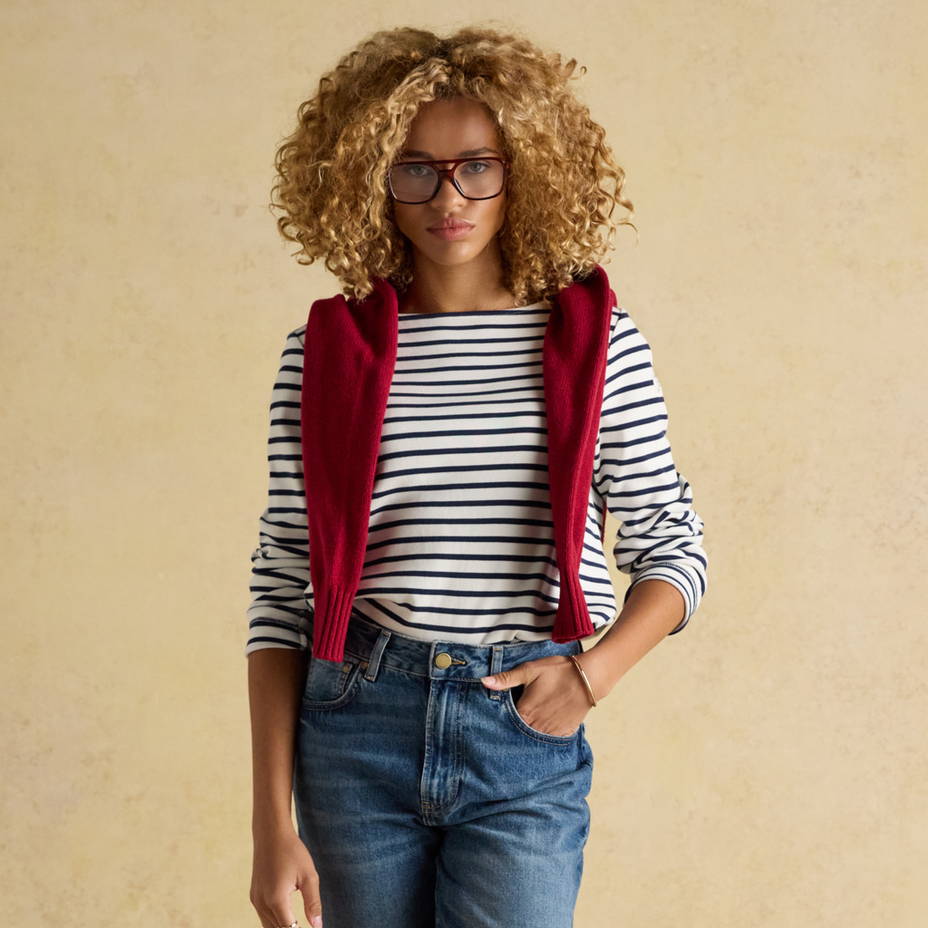 Joules Ladies Harbour Top - Cream/Navy