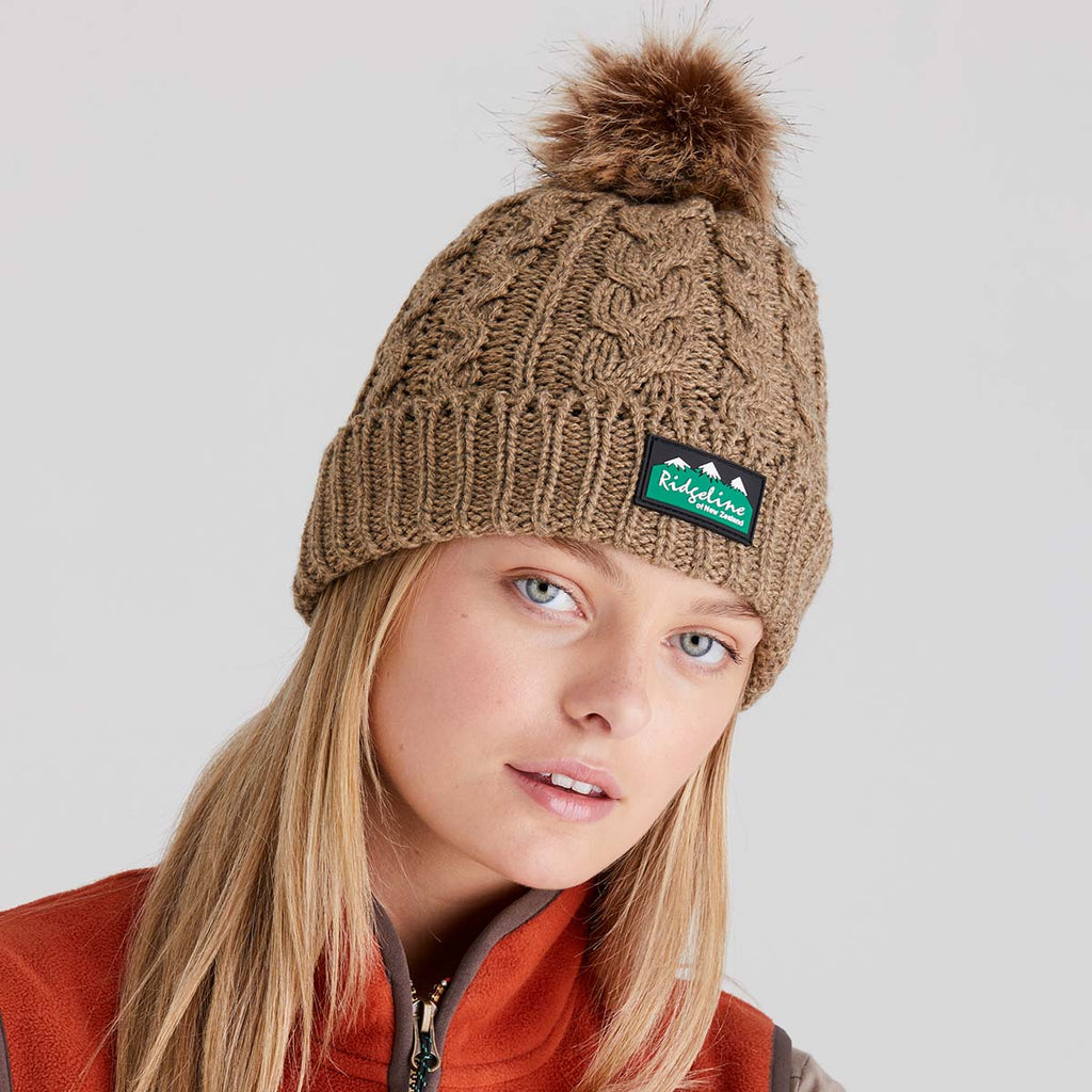 Ridgeline Nordic Fleck Bobble Hat - Teak