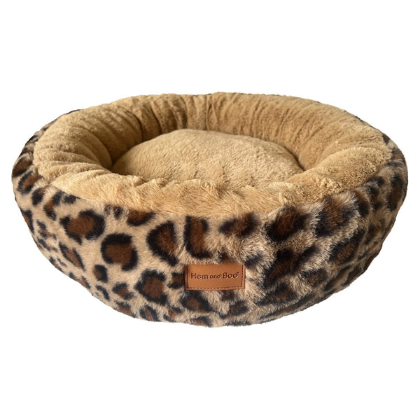 Hem and Boo Leopard Print Round Pet Bed