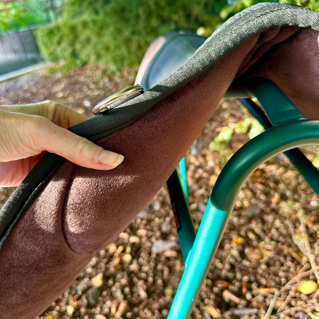 Posh Pony Trail Pad with Easy-Clean Leather Seat - Brown Velvet