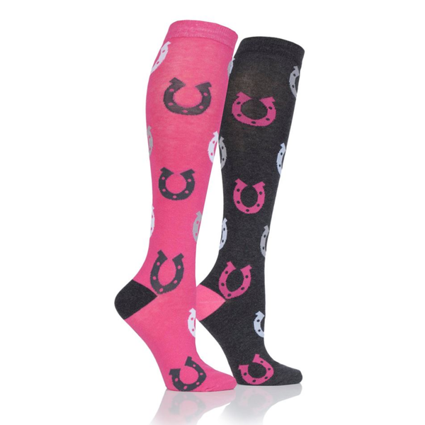 Storm Bloc Epsom Lightweight Horseshoe Sock - Cerise/Charcoal