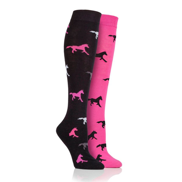 Storm Bloc Goodwood Midweight Horse Long Leg Sock - Black/Pink