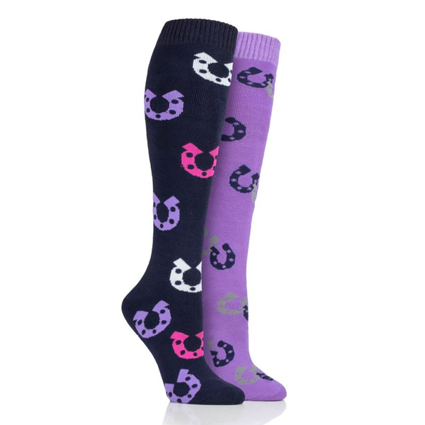 Storm Bloc Plumton Midweight Horse Shoe Long Leg Sock - Navy/Lilac