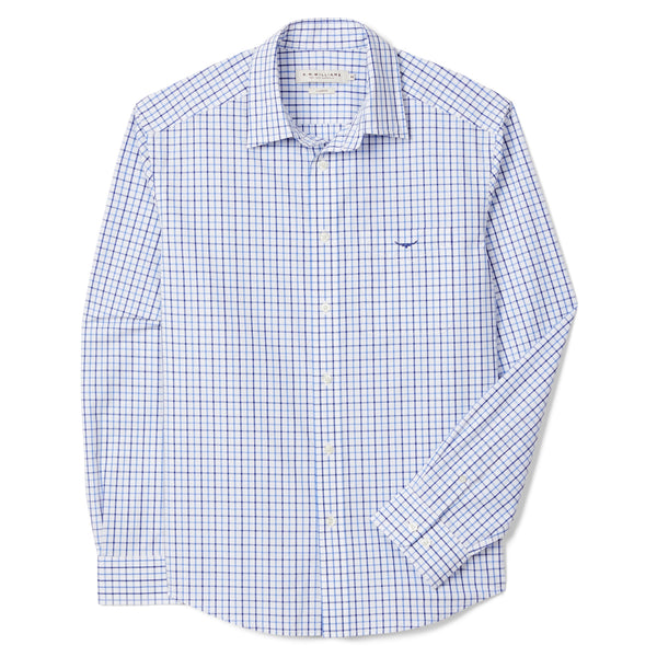 R.M.Williams Newland Poplin Check Shirt - Navy