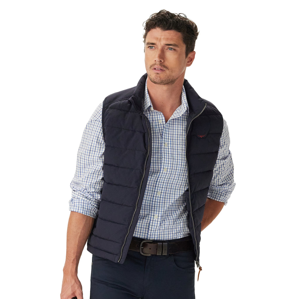R.M.Williams Newland Poplin Check Shirt - Navy