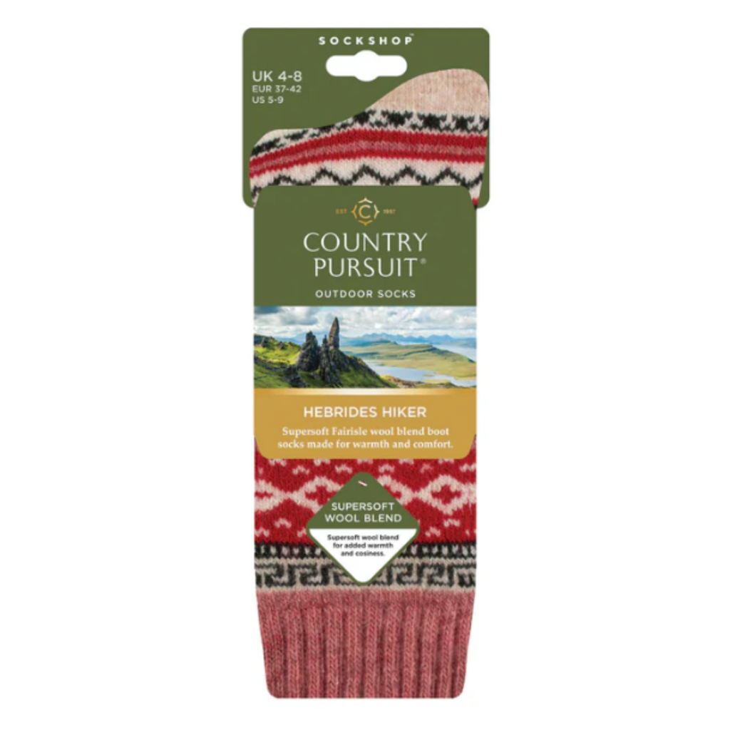 Country Pursuits Ladies Hebrides Hiker Socks - Pink