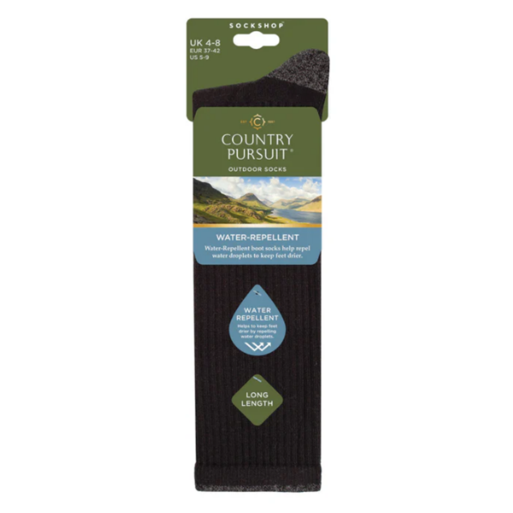 Country Pursuit Ladies Water Repellent Long Socks - Black/Cream