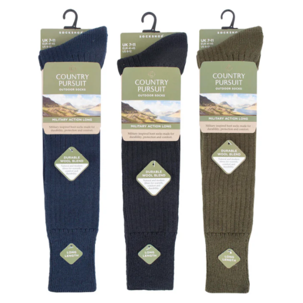 Country Pursuit Mens Long Military Action Socks - Assorted