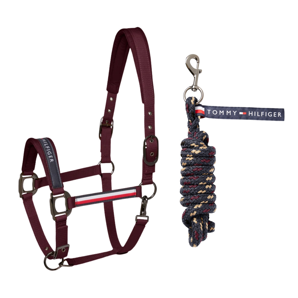 Tommy Hilfiger Yale Headcollar and Leadrope Rope - Deep Burgundy