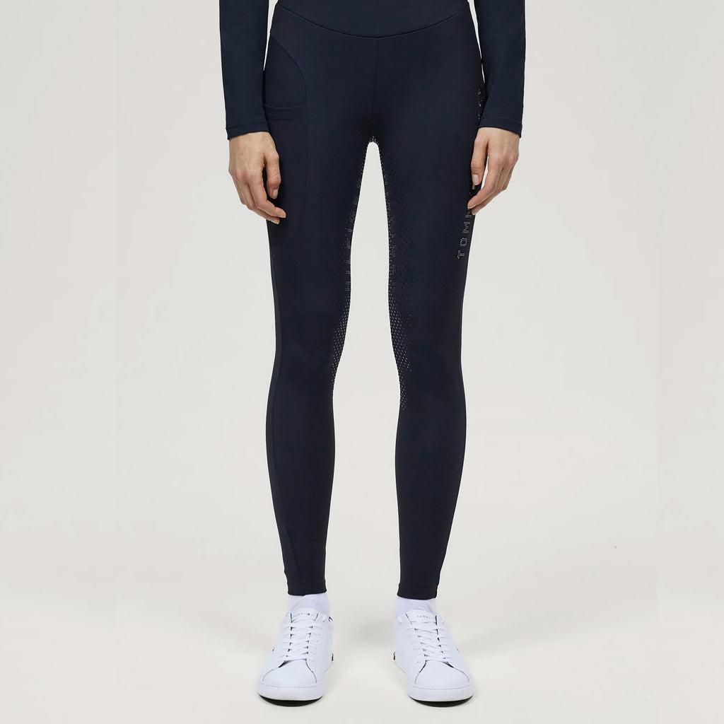 Tommy Hilfiger Ladies Elmira All Year Round Rhinestone Full Grip Leggings - Desert Sky