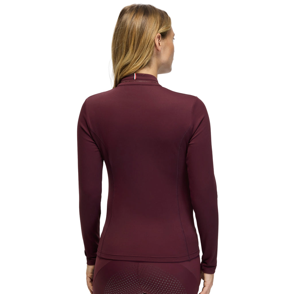 Tommy Hilfiger Ladies Cady 1/4 Zip Rhinestone Training Top - Deep Burgundy