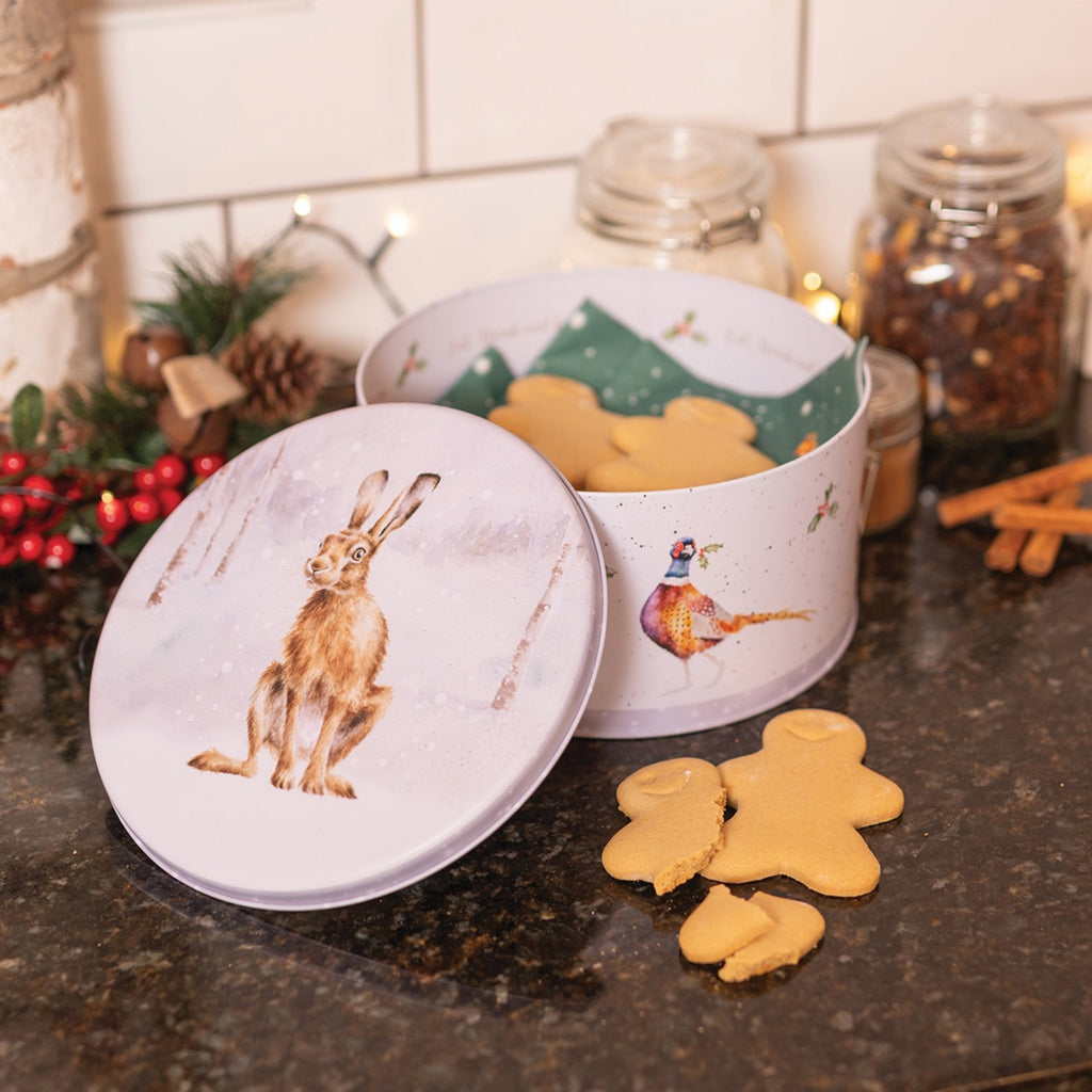 Wrendale Christmas Round Tin Snowy Woodland Medium