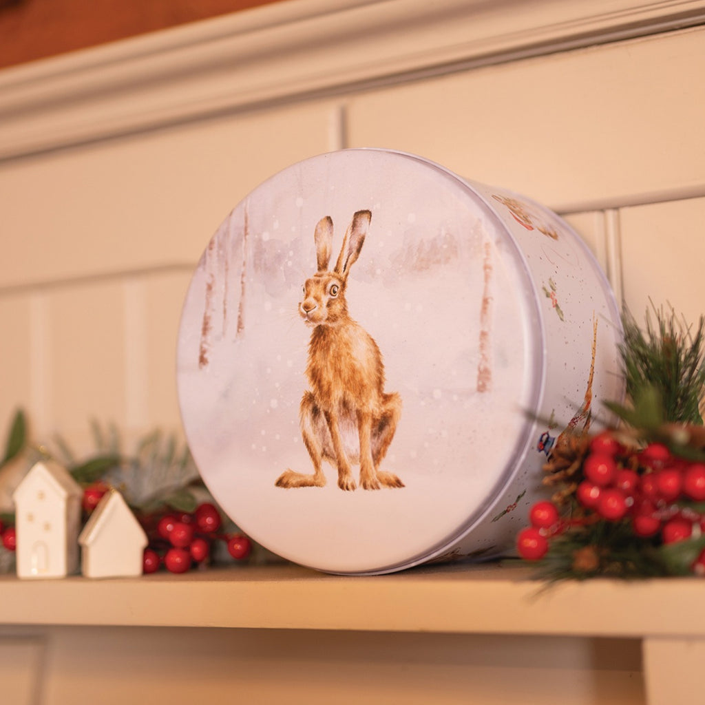 Wrendale Christmas Round Tin Snowy Woodland Medium