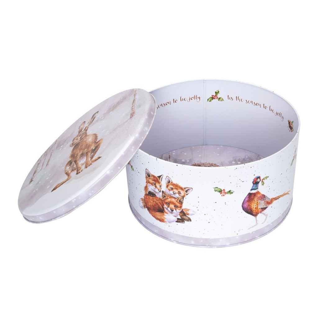 Wrendale Christmas Round Tin Snowy Woodland Medium