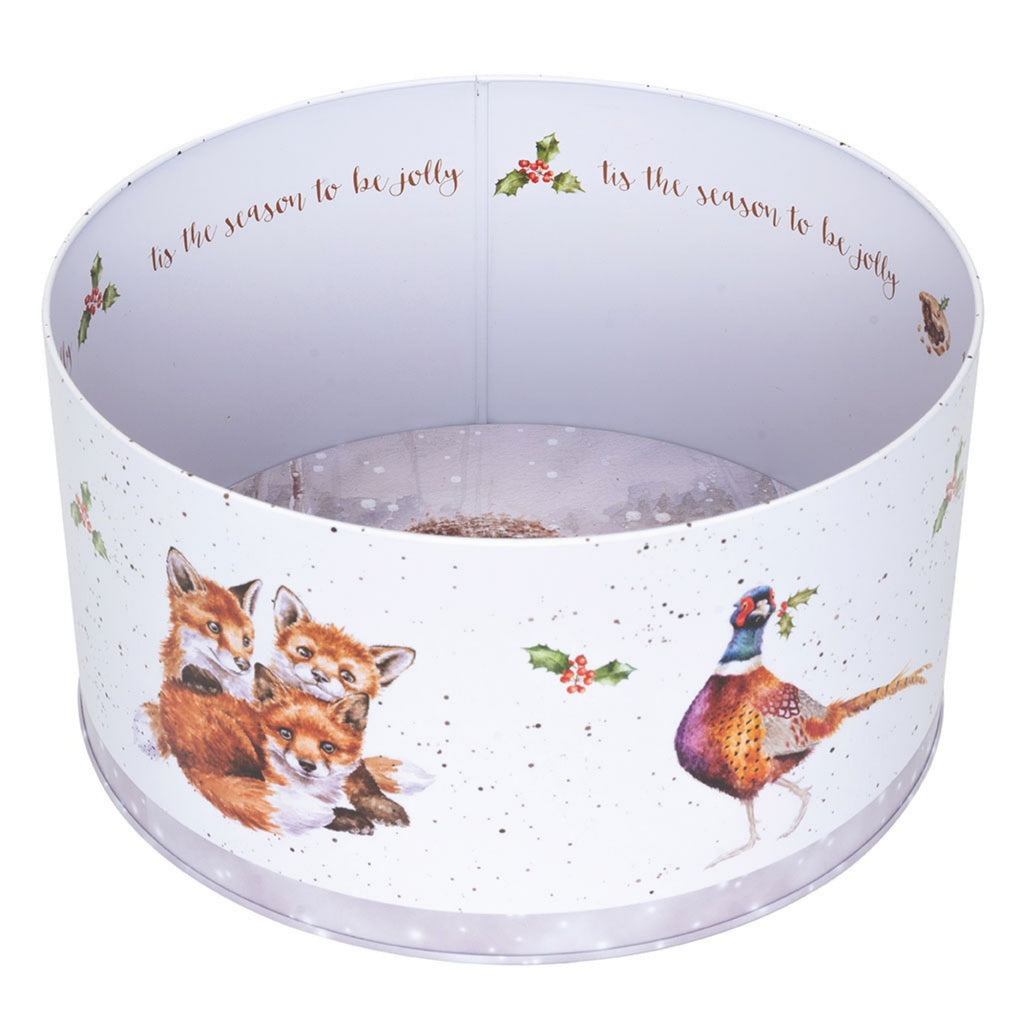 Wrendale Christmas Round Tin Snowy Woodland Medium