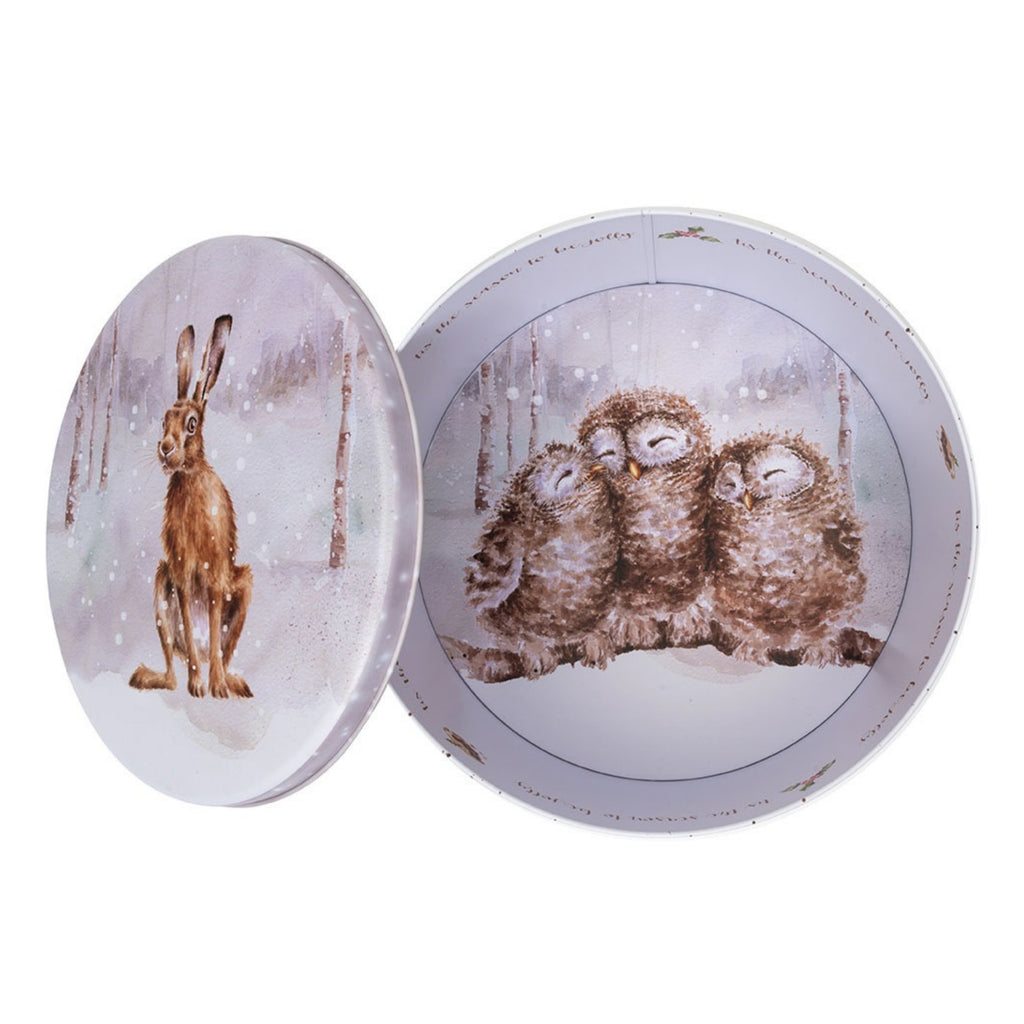 Wrendale Christmas Round Tin Snowy Woodland Medium