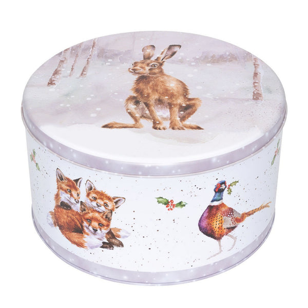 Wrendale Christmas Round Tin Snowy Woodland Medium
