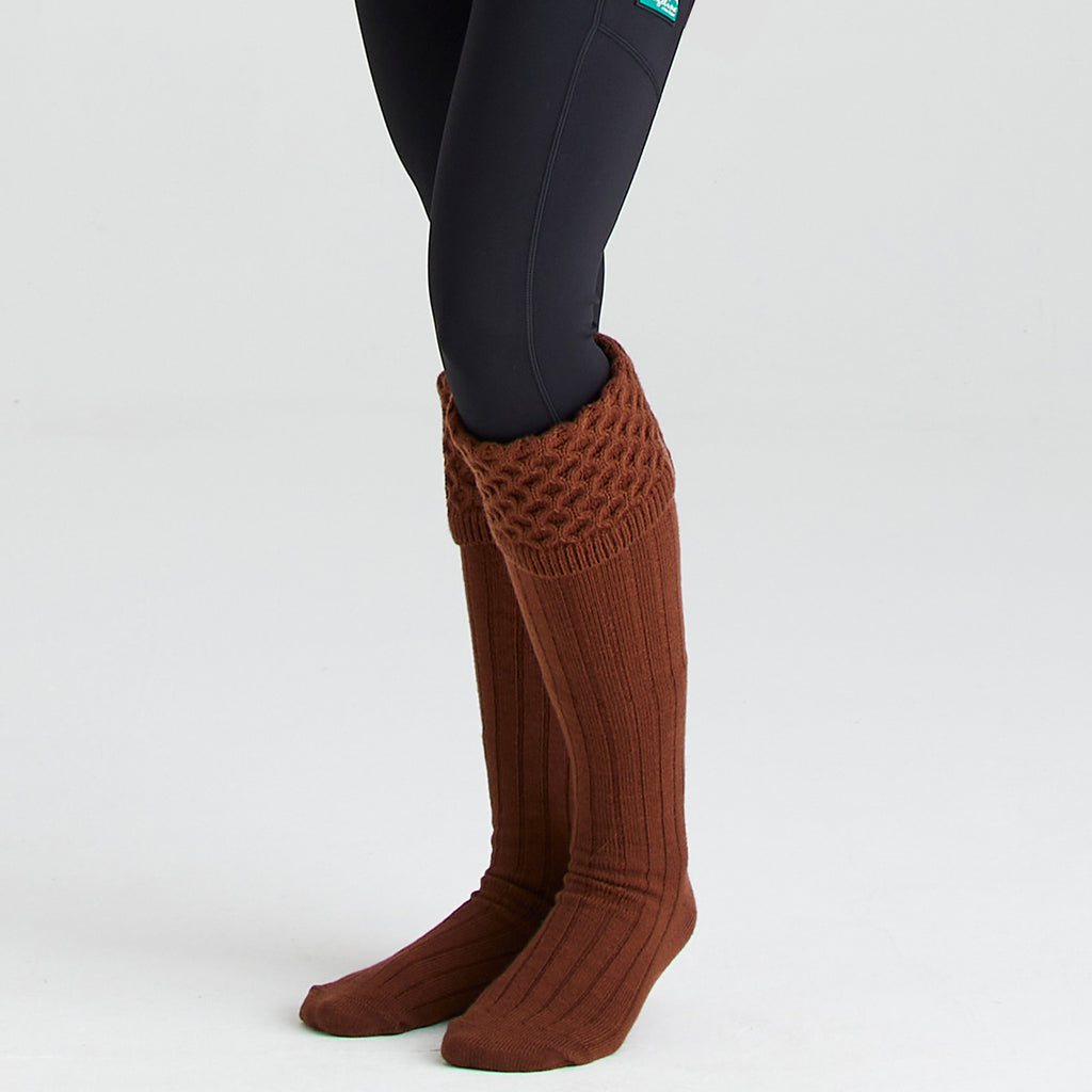 Ridgeline Double Cuff Welly Socks - Nutmeg