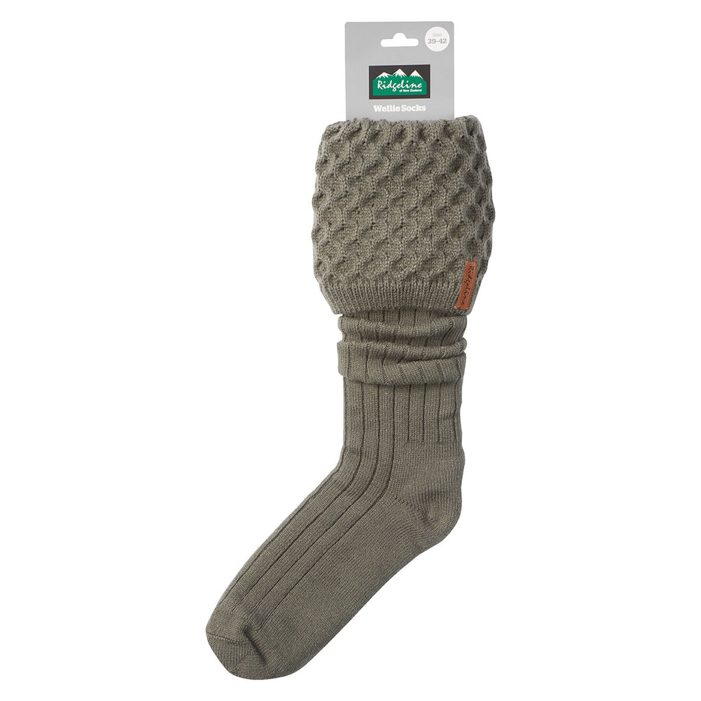 Ridgeline Double Cuff Welly Socks - Moss
