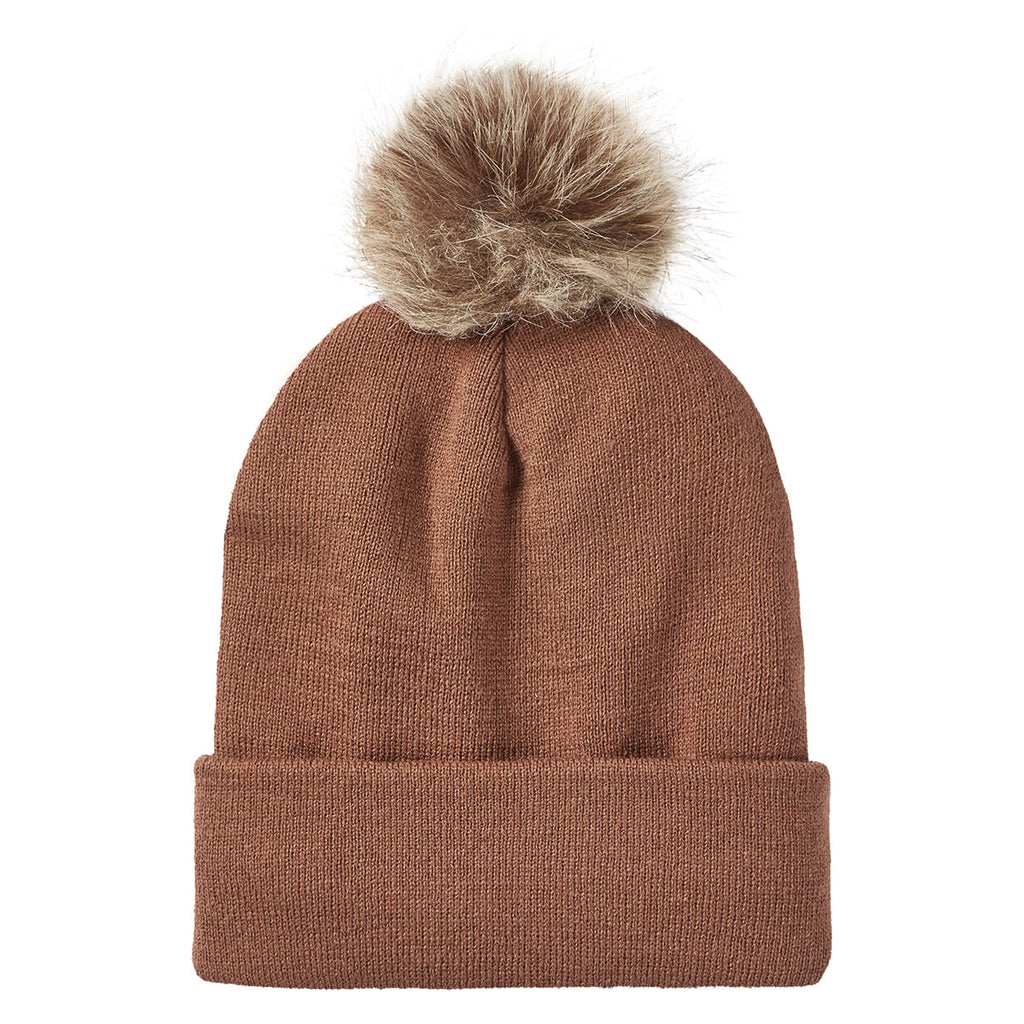 Ridgeline Heritage Fine Knit Bobble Hat - Nutmeg