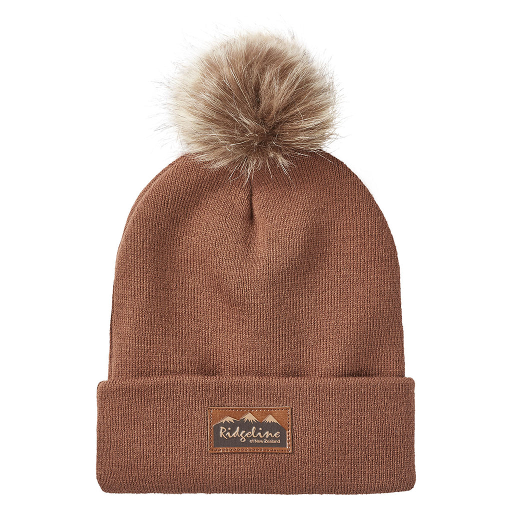 Ridgeline Heritage Fine Knit Bobble Hat - Nutmeg