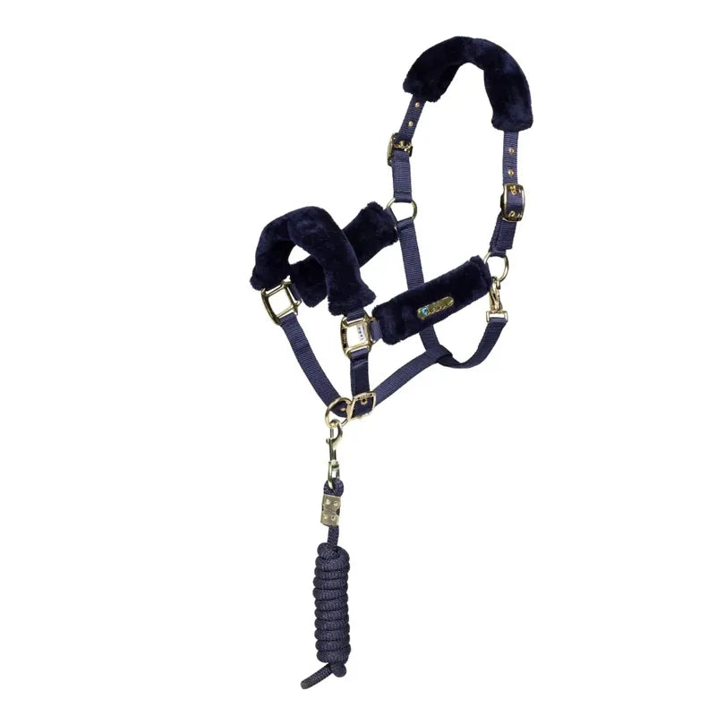 ARMA Faux Fur Headcollar and Lead Rope - Navy