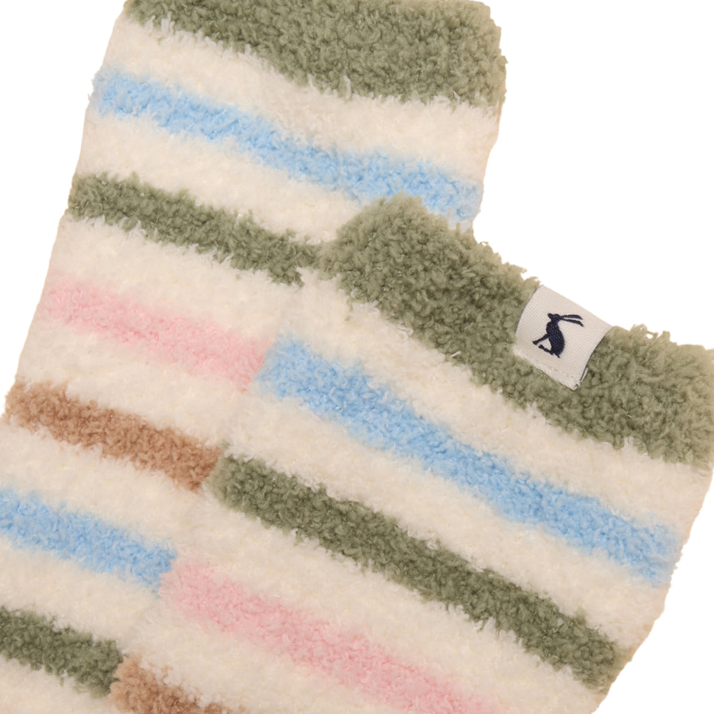 Joules Girls Fluffy Socks - Cream Stripe