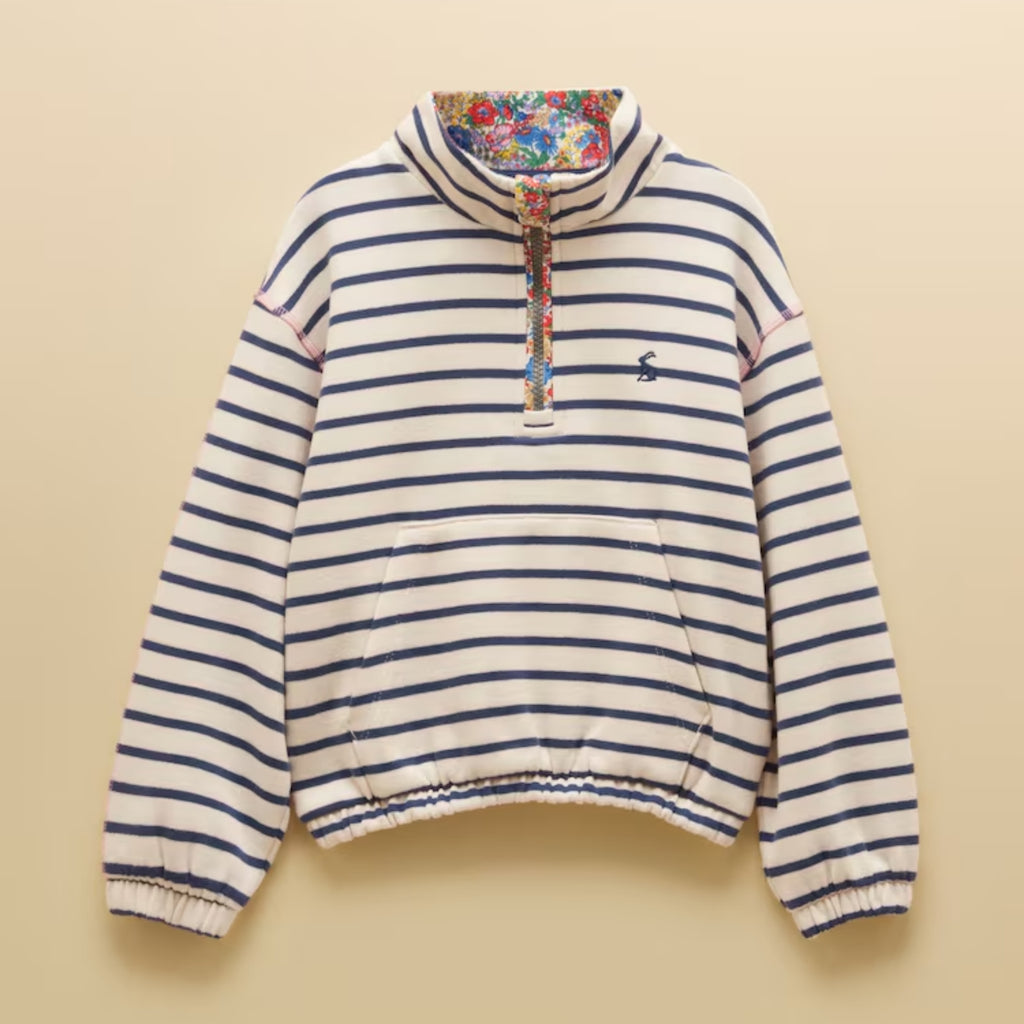 Joules Girls Kennedy 1/4 Zip Sweatshirt - Navy/White