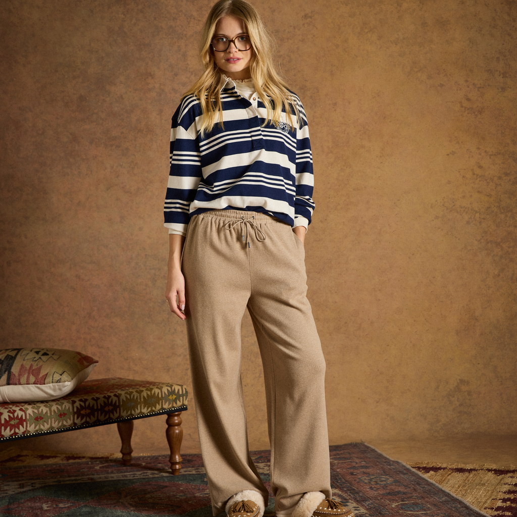 Joules Ladies Warm Handle Rib Jogger - Oatmarl
