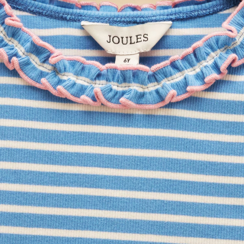 Joules Girls Sophie Ribbed Top - Cream/Blue