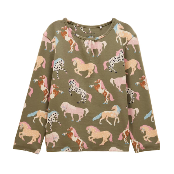 Joules Girls Kipwell Pyjamas - Khaki Horses