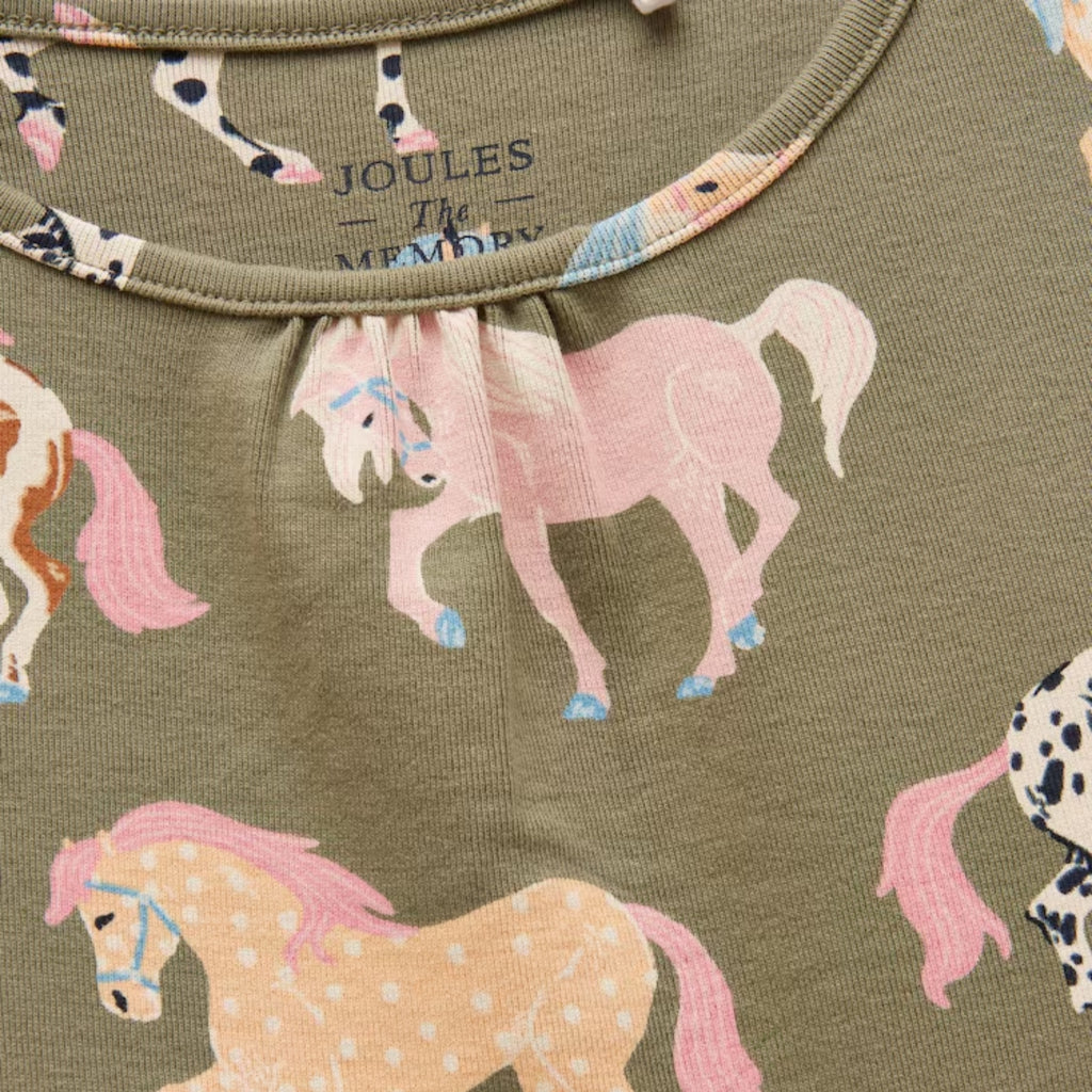Joules Girls Kipwell Pyjamas - Khaki Horses