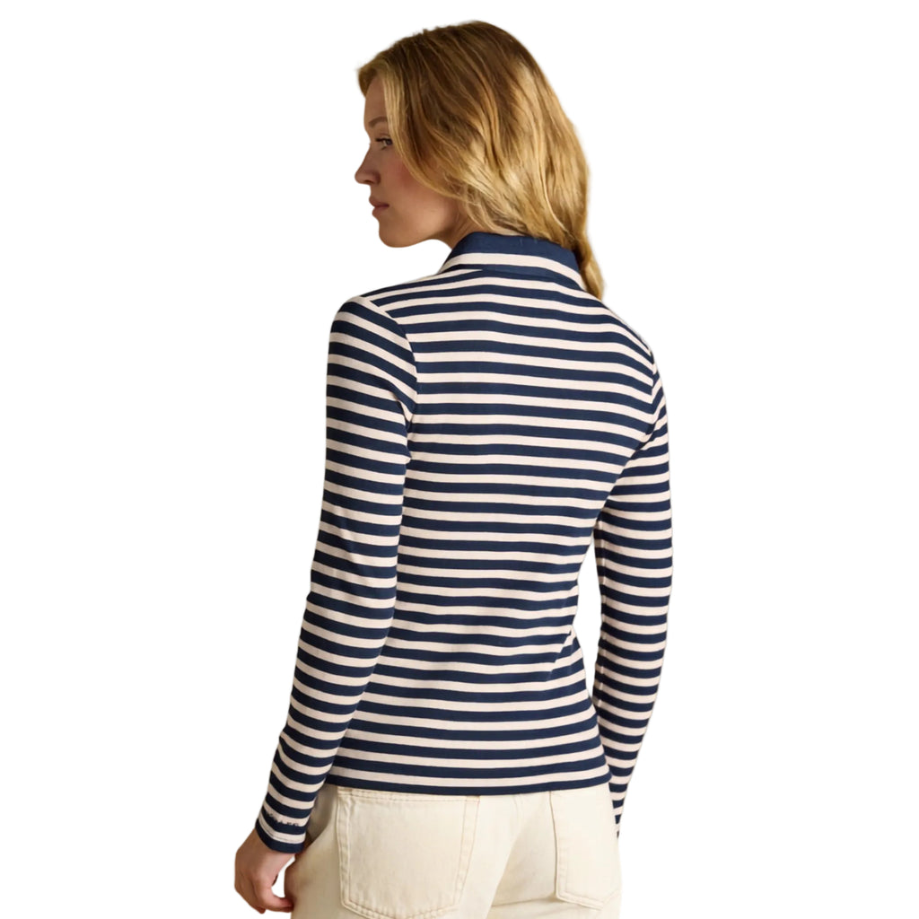 Joules Ladies Fairfield Polo Shirt - Navy/Oat Marl