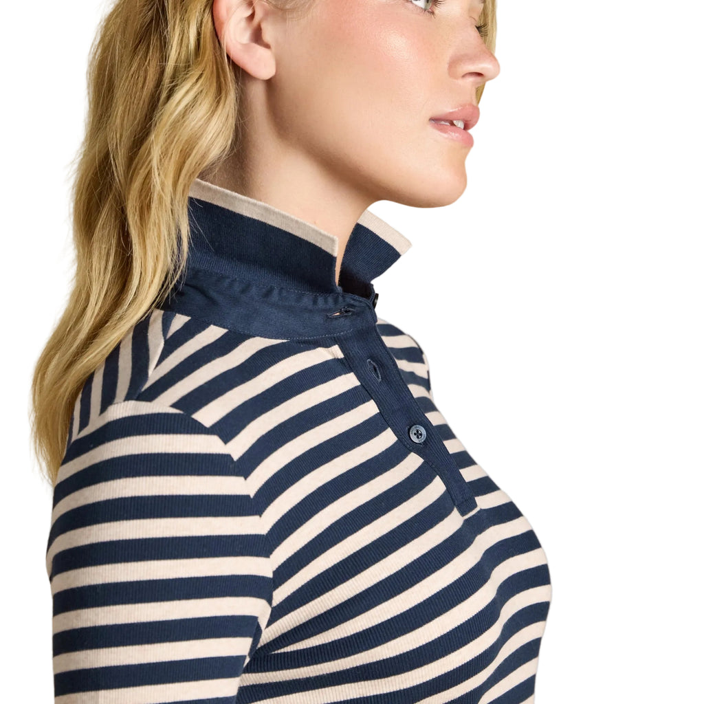 Joules Ladies Fairfield Polo Shirt - Navy/Oat Marl
