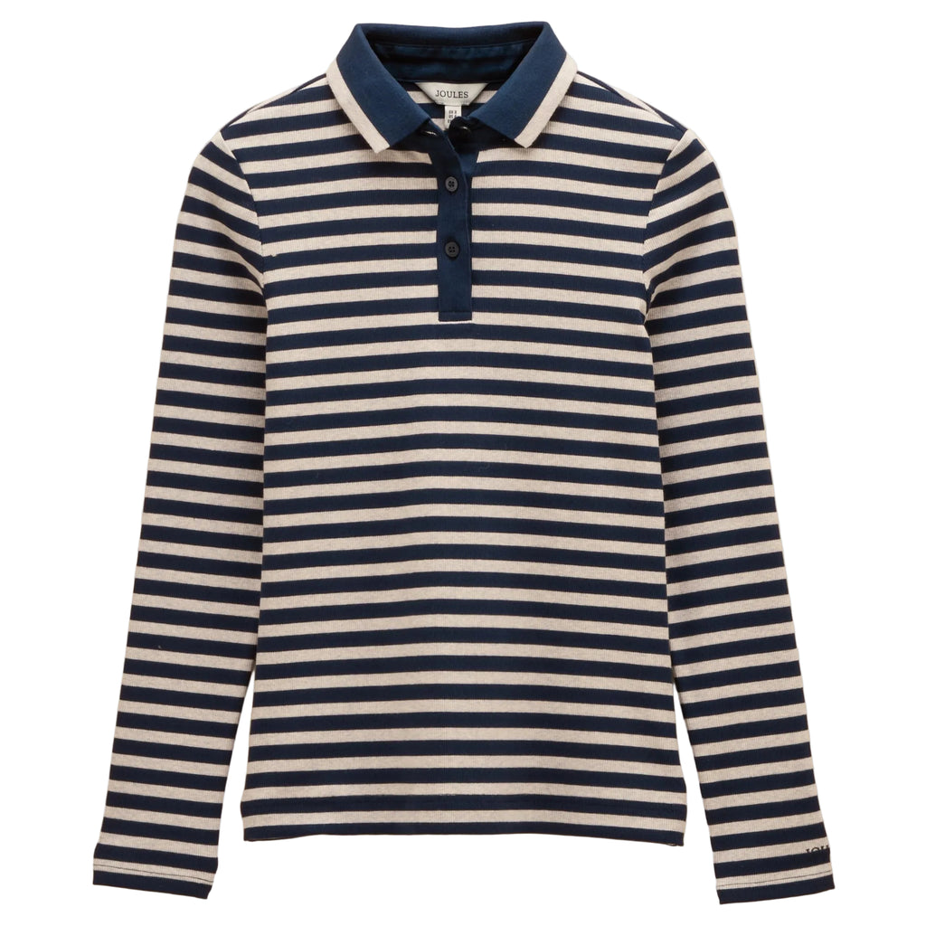 Joules Ladies Fairfield Polo Shirt - Navy/Oat Marl