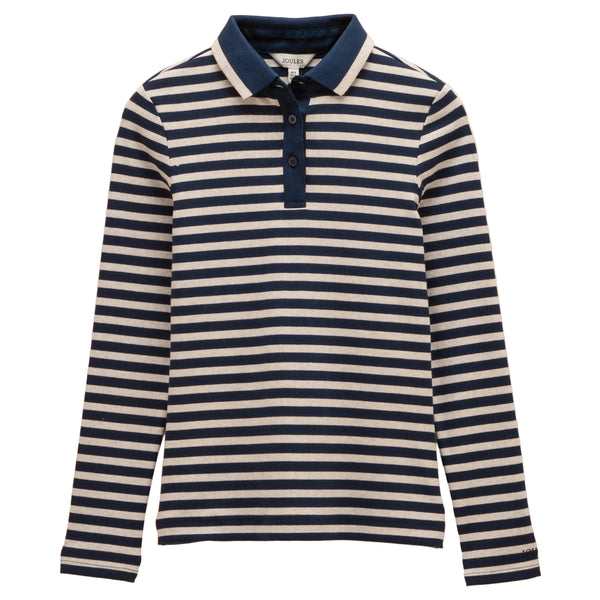Joules Ladies Fairfield Polo Shirt - Navy/Oat Marl