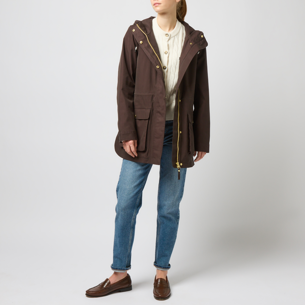 Joules Ladies Portwell Raincoat - Chocolate Brown