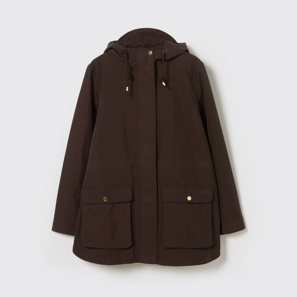 Joules Ladies Portwell Raincoat - Chocolate Brown