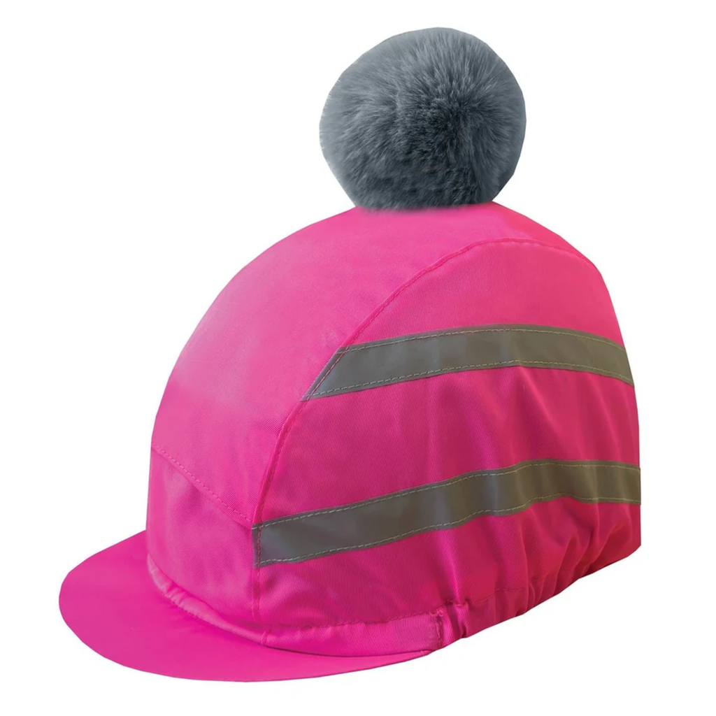 Equetech Childrens Hi Vis Vision Deluxe Pom Hat Silk - Pink
