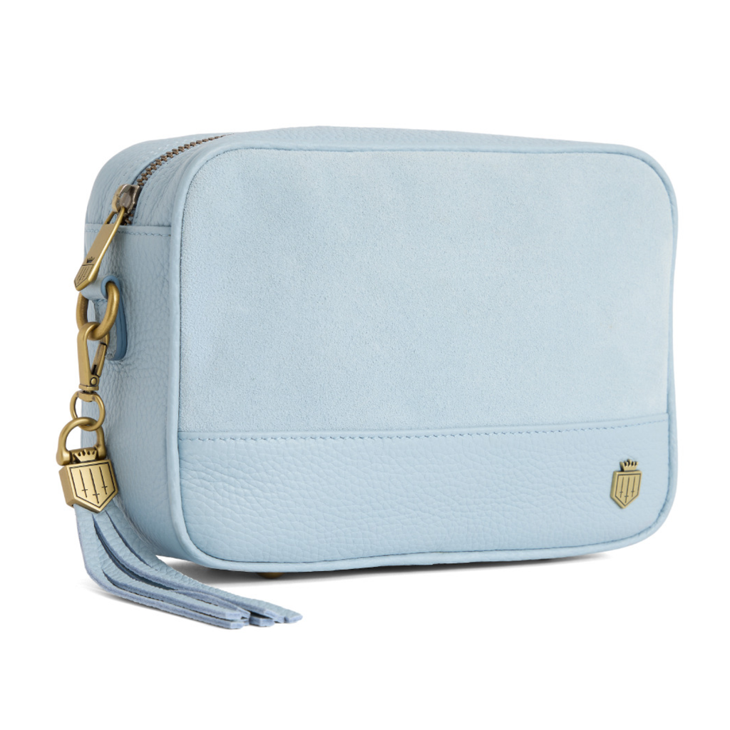 Fairfax and Favor Finsbury Cross Body Bag - Sky Blue Suede