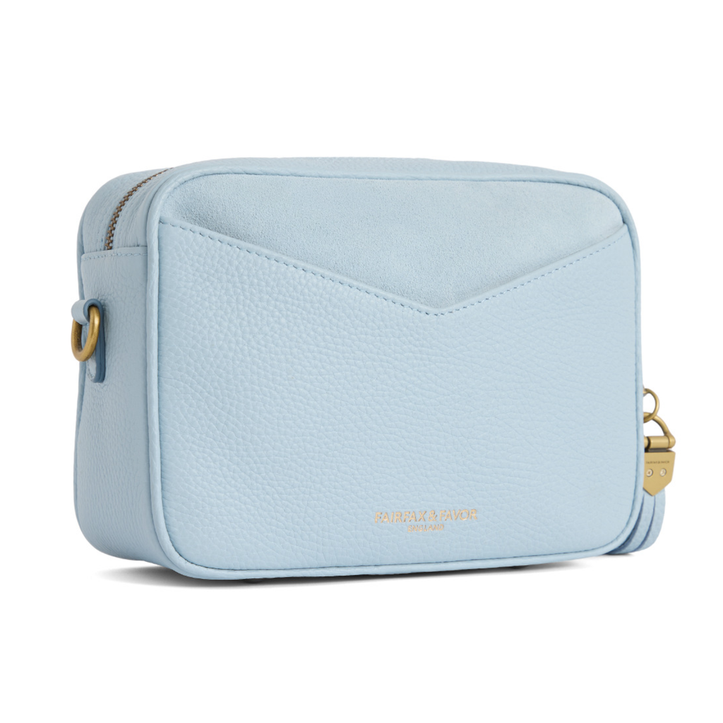 Fairfax and Favor Finsbury Cross Body Bag - Sky Blue Suede