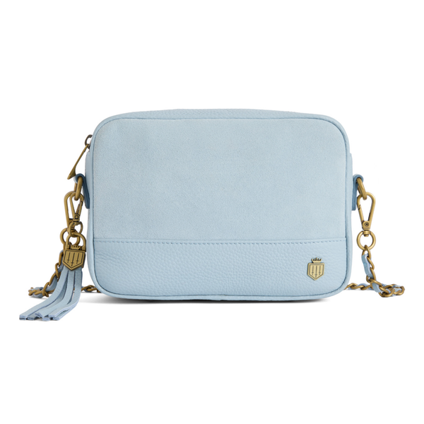 Fairfax and Favor Finsbury Cross Body Bag - Sky Blue Suede
