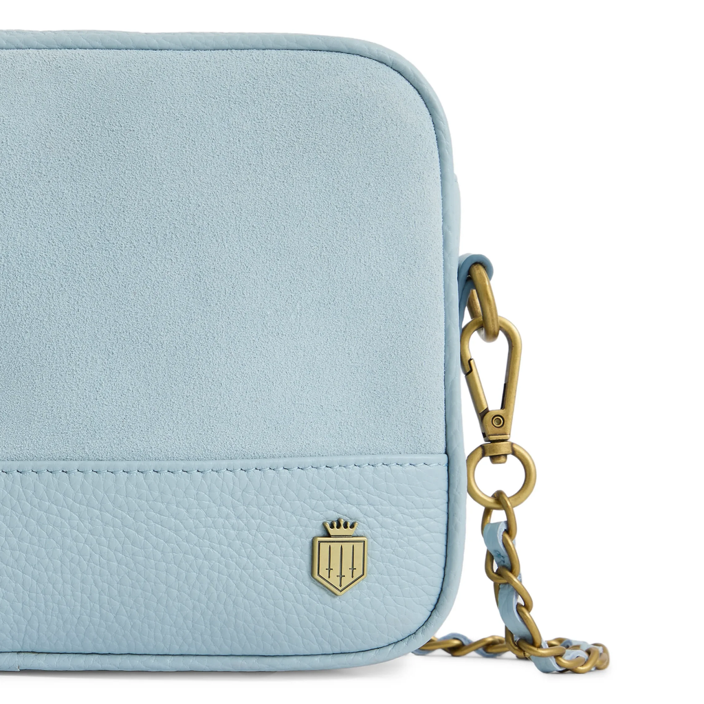 Fairfax and Favor Finsbury Cross Body Bag - Sky Blue Suede