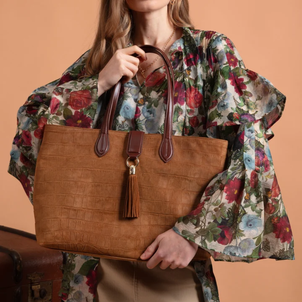 Fairfax & Favor Langham Tote Bag - Tan Croc