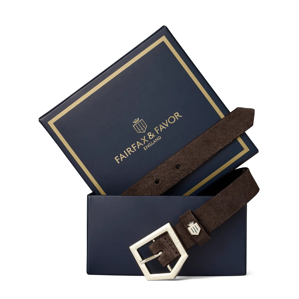 Fairfax & Favor Ladies Sennowe Belt - Chocolate Suede