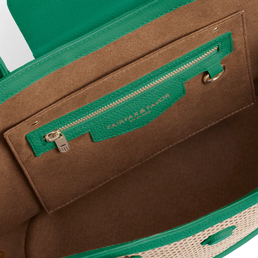 Fairfax and Favor Windsor Basket Bag - Clover Green Leather